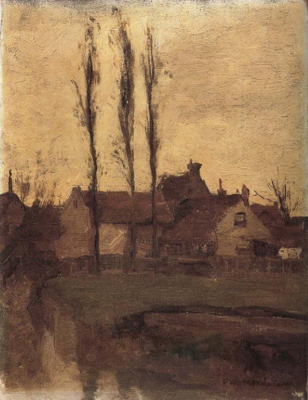 Piet Mondrian The houses beside the poplar trees